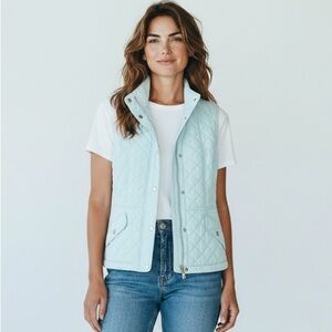 Talbots Light Blue Quilted Lightweight Full Zip Vest XS
